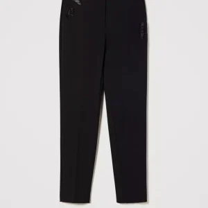 Pantalón TWINSET Myfo con Strass Negro Mujer
