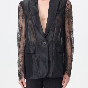 Blazer TWINSET de Organza y Encaje Negra Mujer