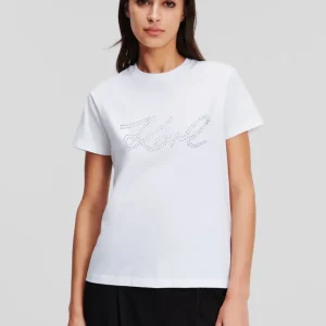Camiseta Karl Lagerfeld con Pedreria Blanca Mujer