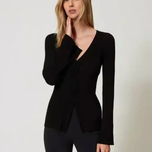 Jersey TWINSET Acanaldo Cruzado Negro Mujer