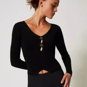 Jersey TWINSET Oval T de Doble Uso Negro Mujer