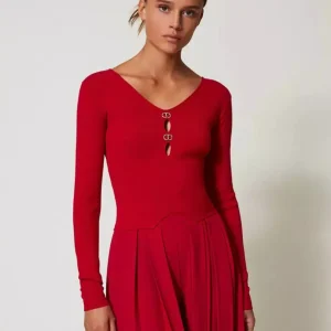 Jersey TWINSET Oval T de Doble Uso Rojo Mujer