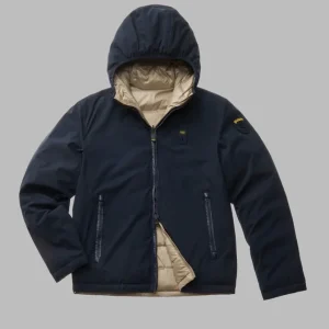 Chaqueta Reversible Blauer USA de Noepreno Ballard Azul y Beige Hombre