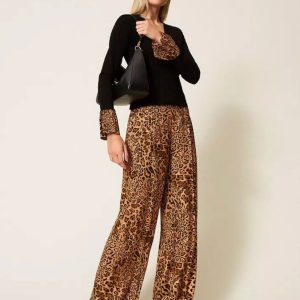 Pantalón TWINSET Animal Print Marrón Mujer