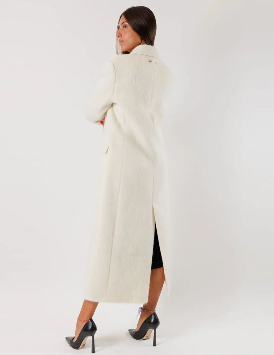 Abrigo Patrizia Pepe de Lana con Botones Blanco Mujer - Imagen 4