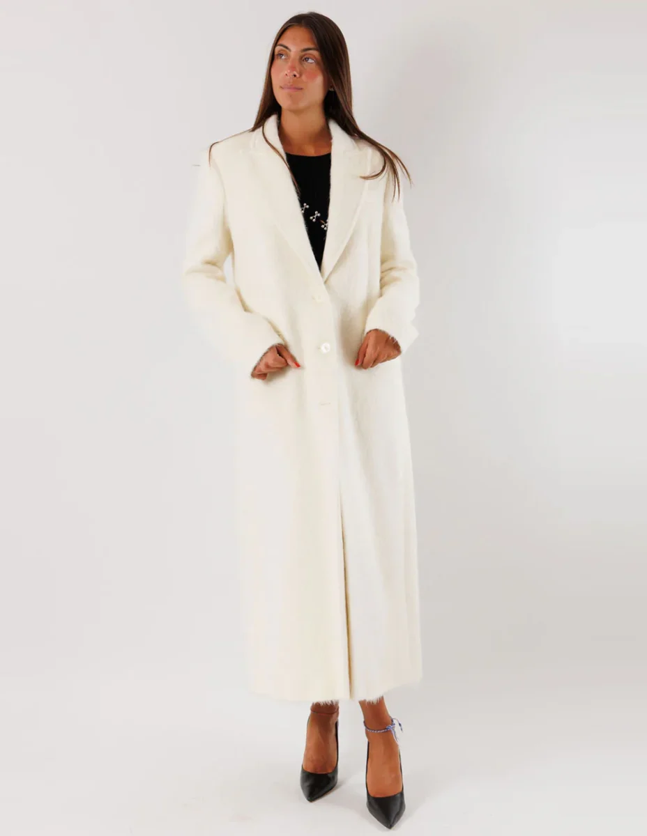 Abrigo Patrizia Pepe de Lana con Botones Blanco Mujer - Imagen 2