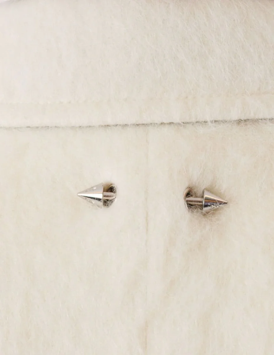 Abrigo Patrizia Pepe de Lana con Botones Blanco Mujer - Imagen 5