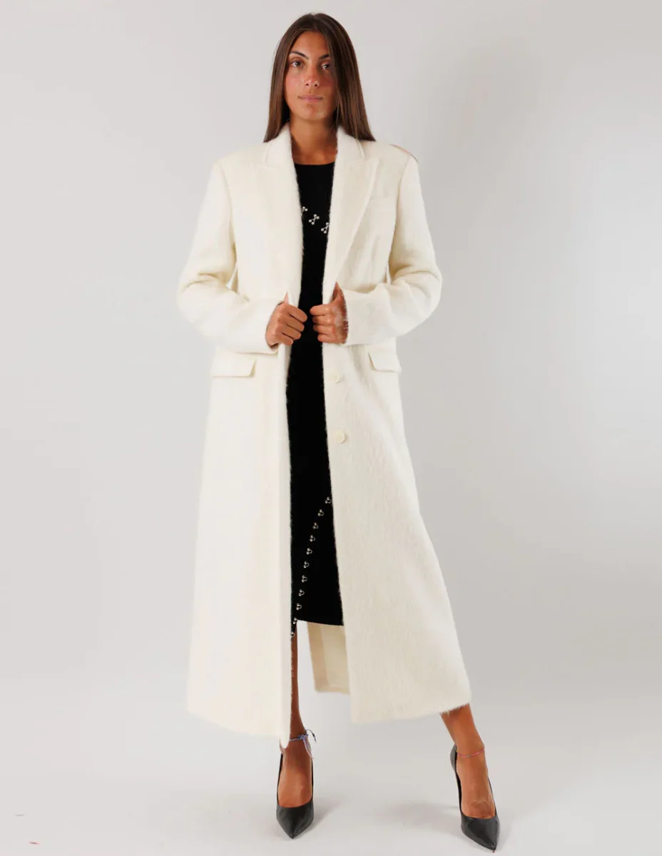 Abrigo Patrizia Pepe de Lana con Botones Blanco Mujer - Imagen 3