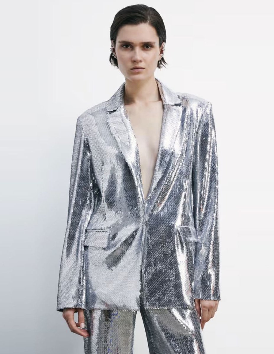 Blazer Patrizia Pepe de Lentejuelas Gris Mujer - Imagen 2