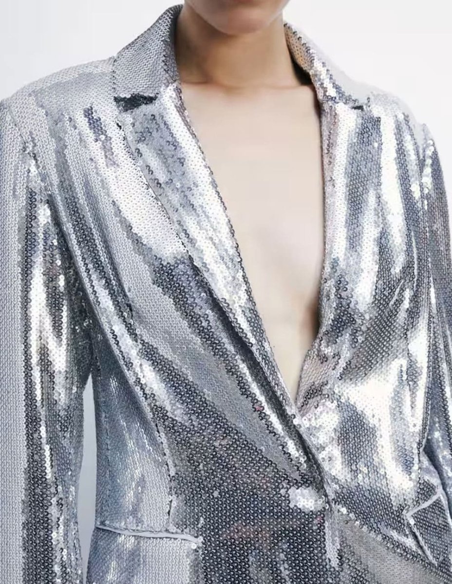 Blazer Patrizia Pepe de Lentejuelas Gris Mujer - Imagen 4