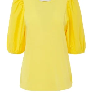 Camiseta Silvian Heach Con Manga Farol de Popelin Amarilla Mujer