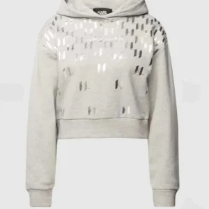 Sudadera con Capucha Karl Lagerfeld con Logos Estampados Gris Mujer