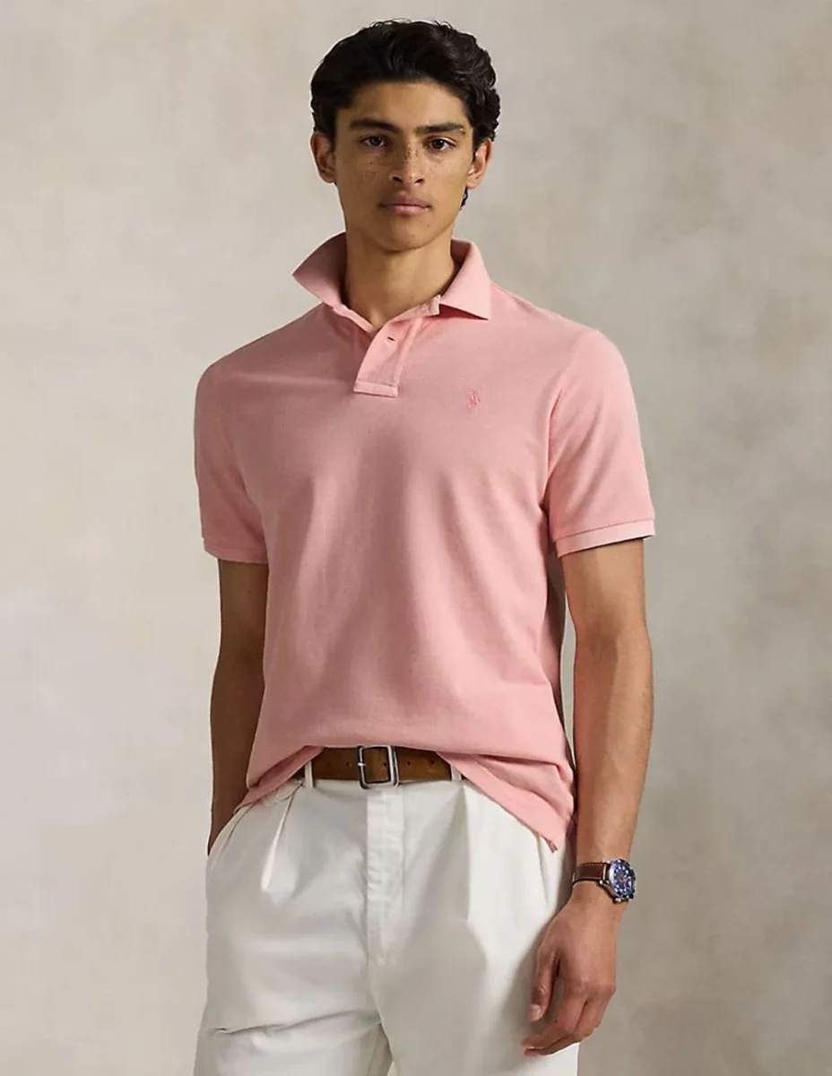 Polo Polo Ralph Lauren Custom Slim Fit Rosa Hombre - Imagen 3