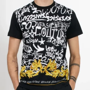 Camiseta Versace Jeans Couture Graffiti Print Negra Hombre
