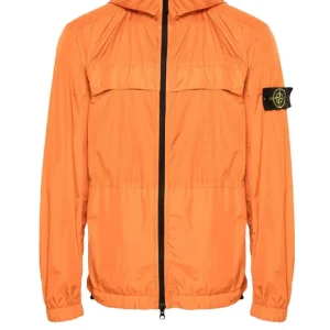 Chaqueta Cortavientos Stone Island con Parche Logo Naranja Hombre