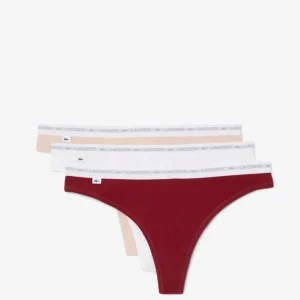 Tanga Lacoste con Logo Pack de 3 Rosa Mujer