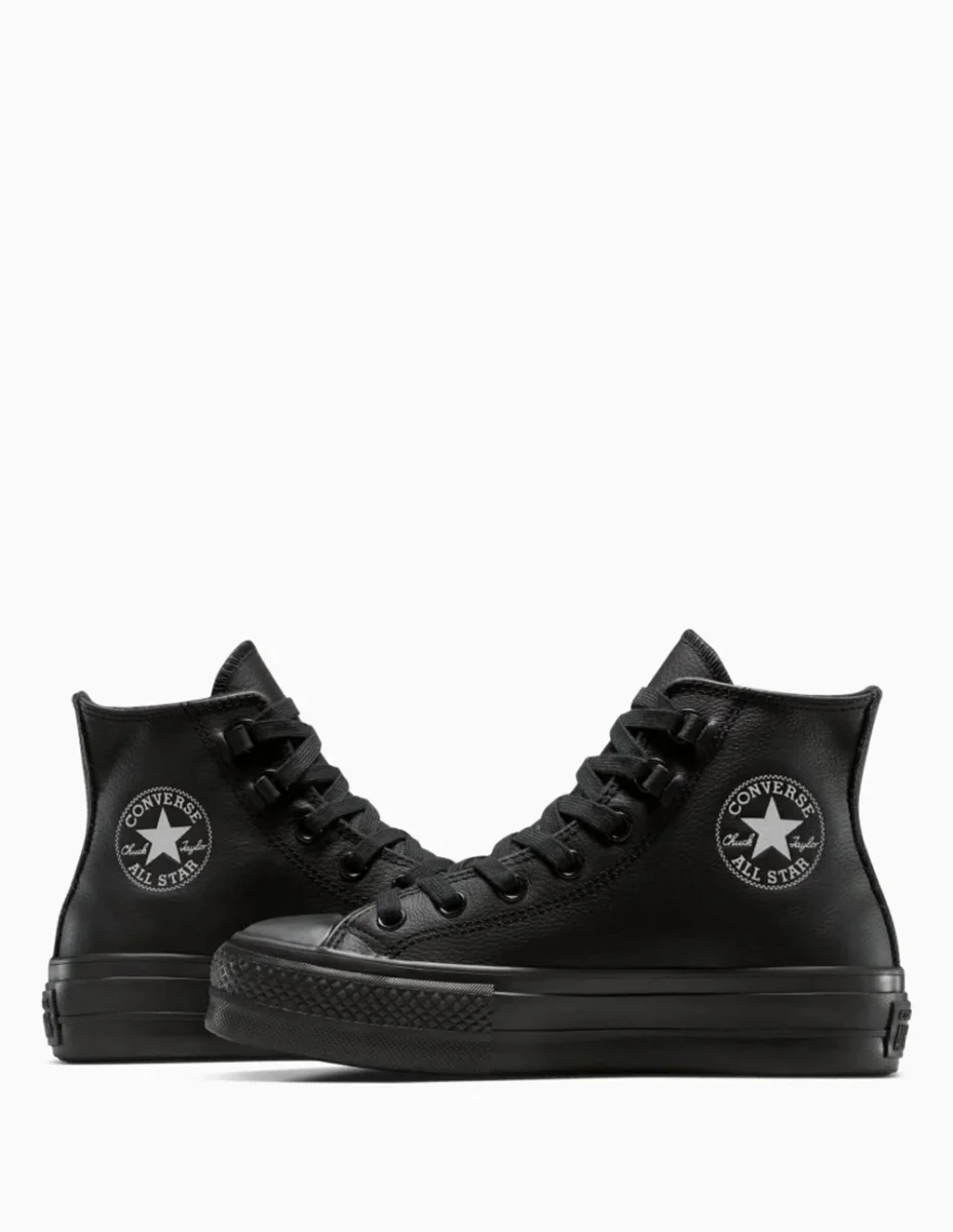 Converse Chuck Taylor All Star Lift Platform Leather Negras Mujer A12969C NEGRO - Imagen 5