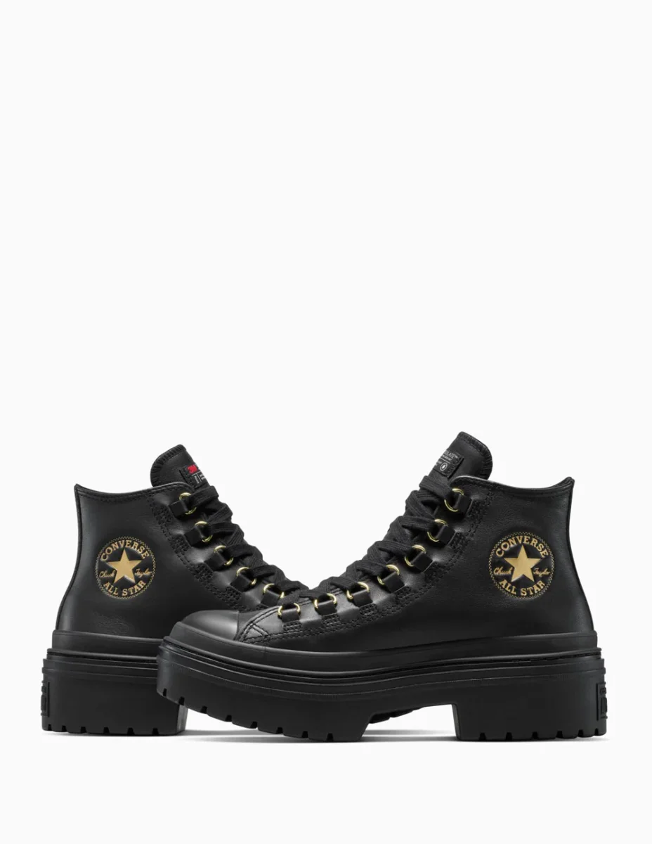 Converse Chuck Taylor All Star Lugged Heel Platform Leather Negras Mujer - Imagen 6