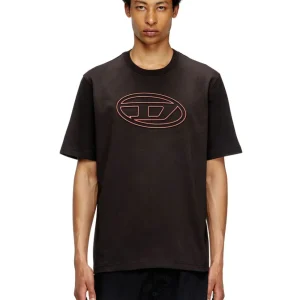 Camiseta DIESEL con Oval-D en Relieve Negra Hombre