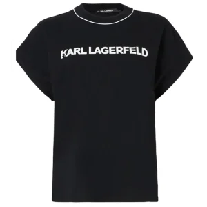 Camiseta Karl Lagerfeld Logo Piping Negra Mujer