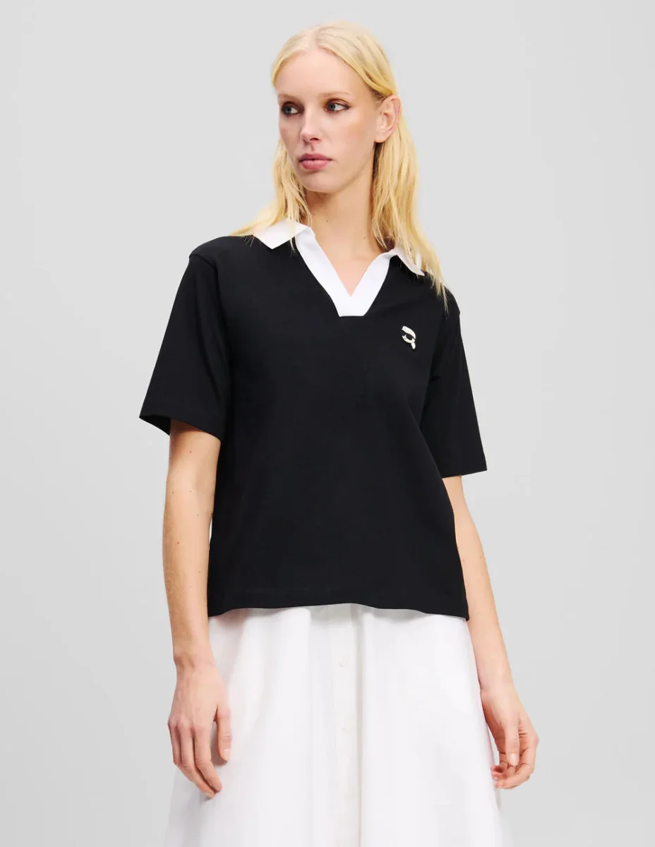 Polo Karl Lagerfeld Ikon Negro Mujer - Imagen 3
