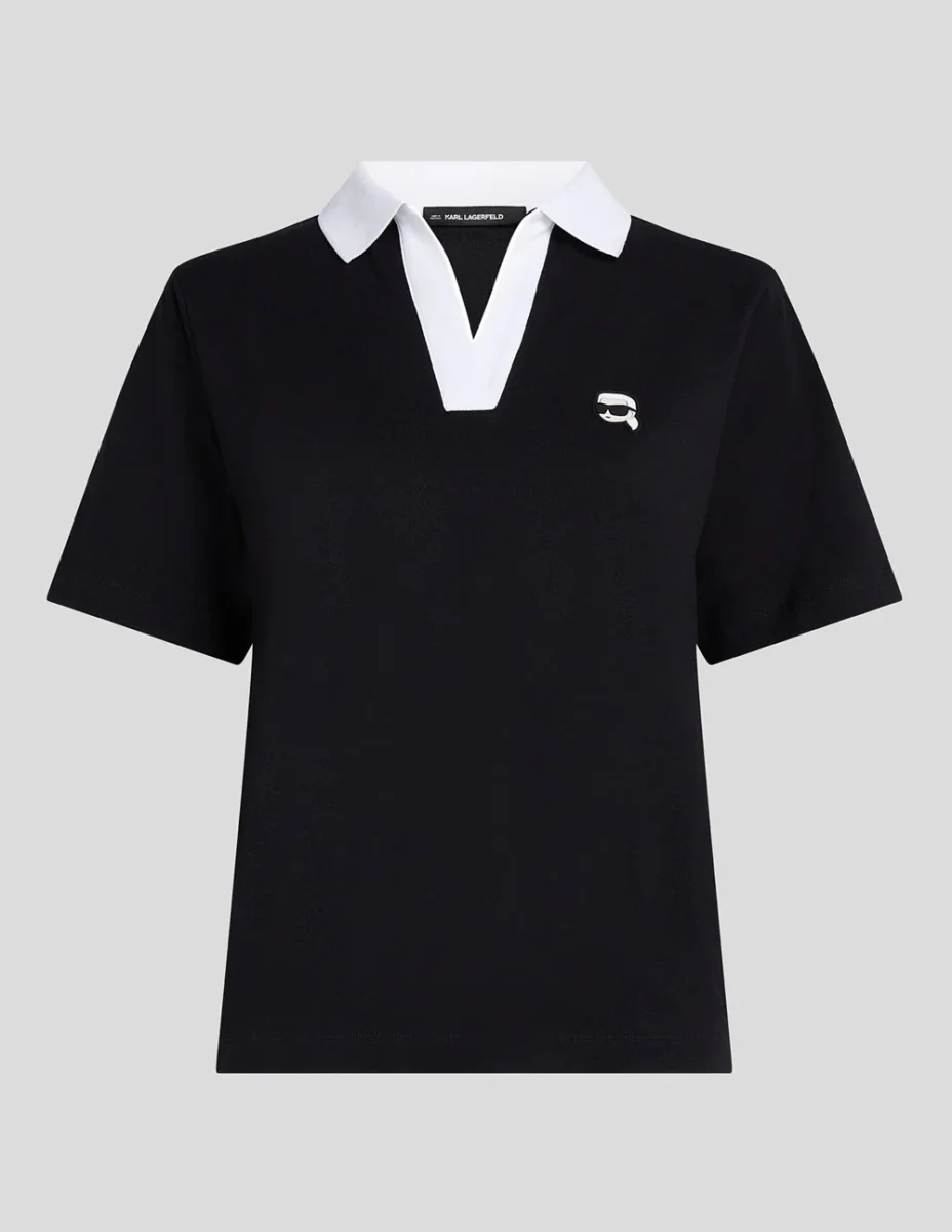 Polo Karl Lagerfeld Ikon Negro Mujer - Imagen 2
