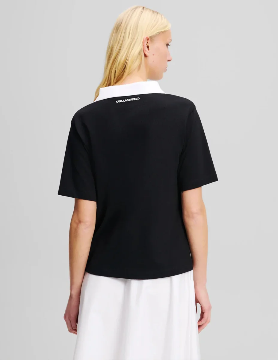 Polo Karl Lagerfeld Ikon Negro Mujer - Imagen 5