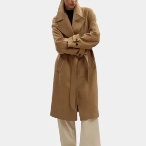 Abrigo Karl Lagerfeld de Lana Marrón Mujer