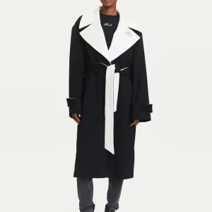 Abrigo Karl Lagerfeld de Lana Negro y Blanco Mujer
