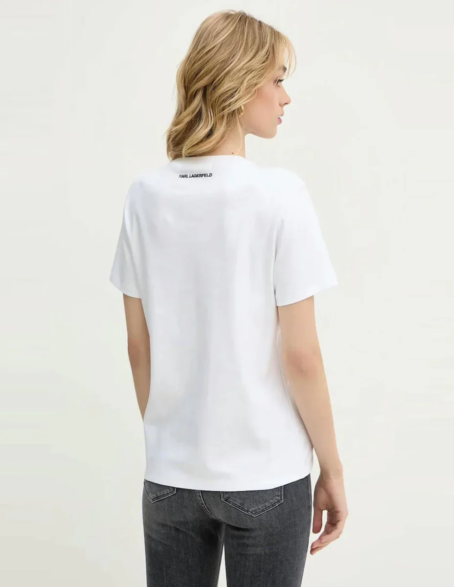 Camiseta Karl Lagerfeld Acuarela Karl y Choupette Blanca Mujer - Imagen 3