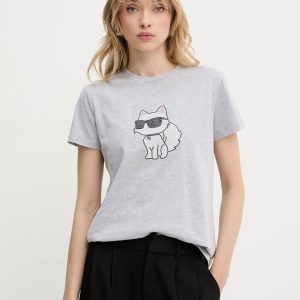Camiseta Kartl Lagerfeld Ikon Gris Mujer