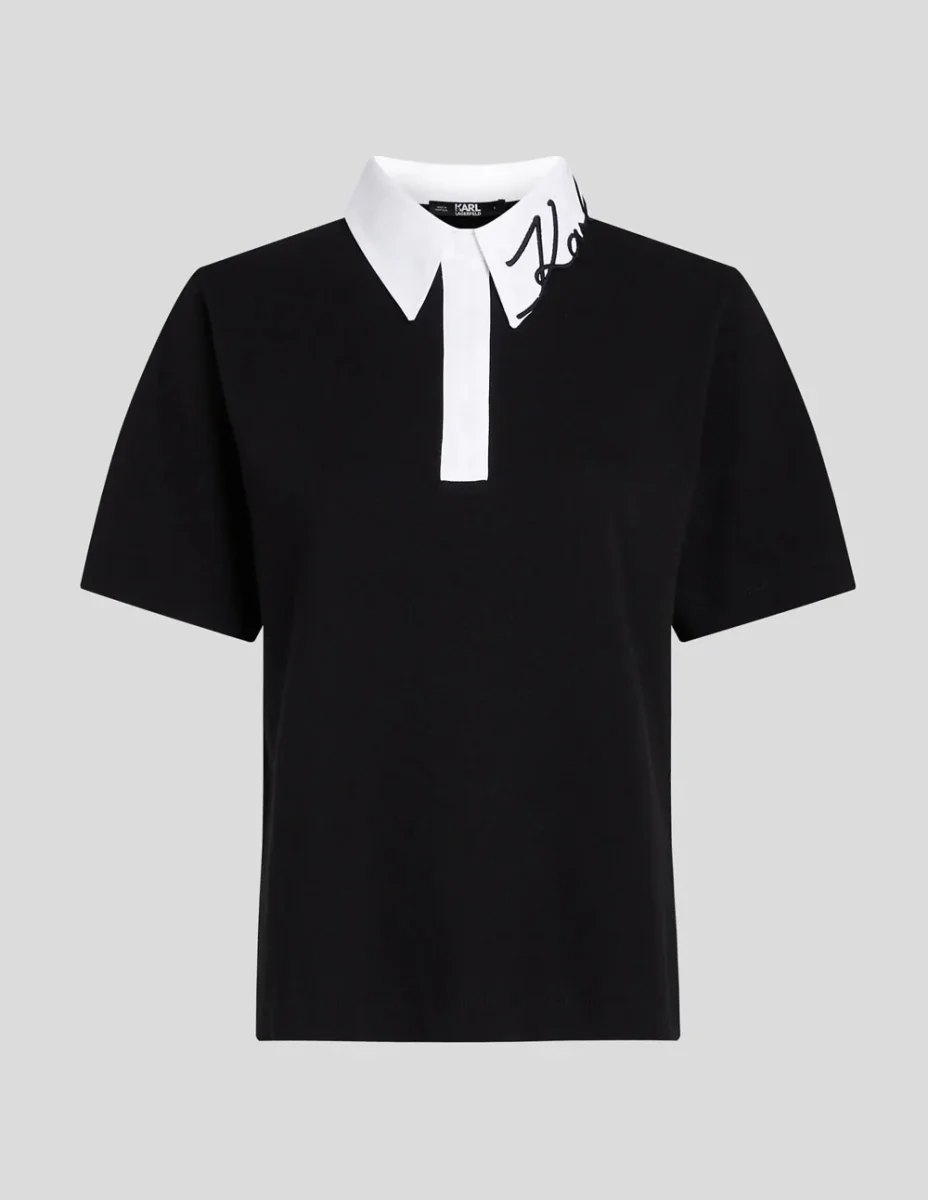 Polo Karl Lagerfeld Signature Negro Mujer