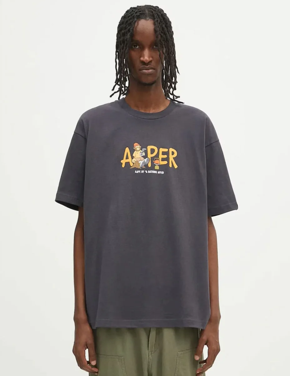 Camiseta AAPE BY A BATHING APE Moonface Theme Gris Hombre