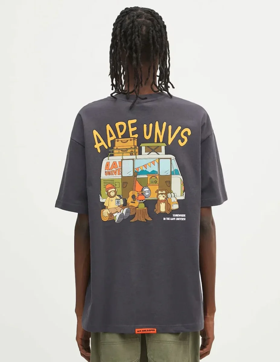 Camiseta AAPE BY A BATHING APE Moonface Theme Gris Hombre - Imagen 3