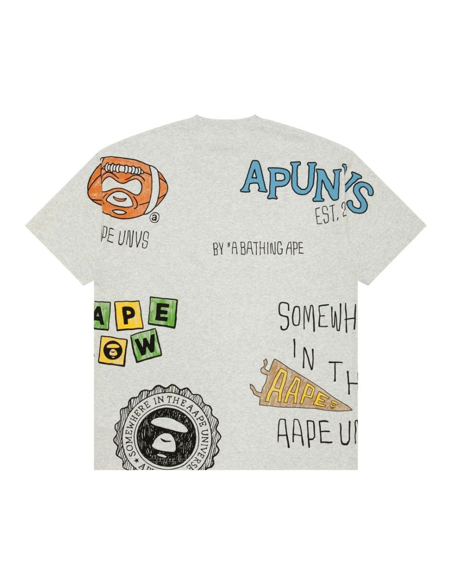 Camiseta AAPE BY A BATHING APE Multi Logo Print Gris Hombre - Imagen 3