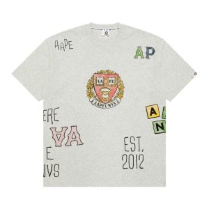 Camiseta AAPE BY A BATHING APE Multi Logo Print Gris Hombre