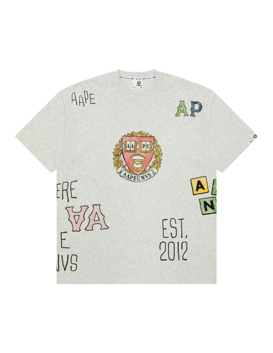 Camiseta AAPE BY A BATHING APE Multi Logo Print Gris Hombre - Imagen 2
