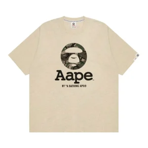 Camiseta AAPE BY A BATHING APE Logo Moonface Beige Hombre