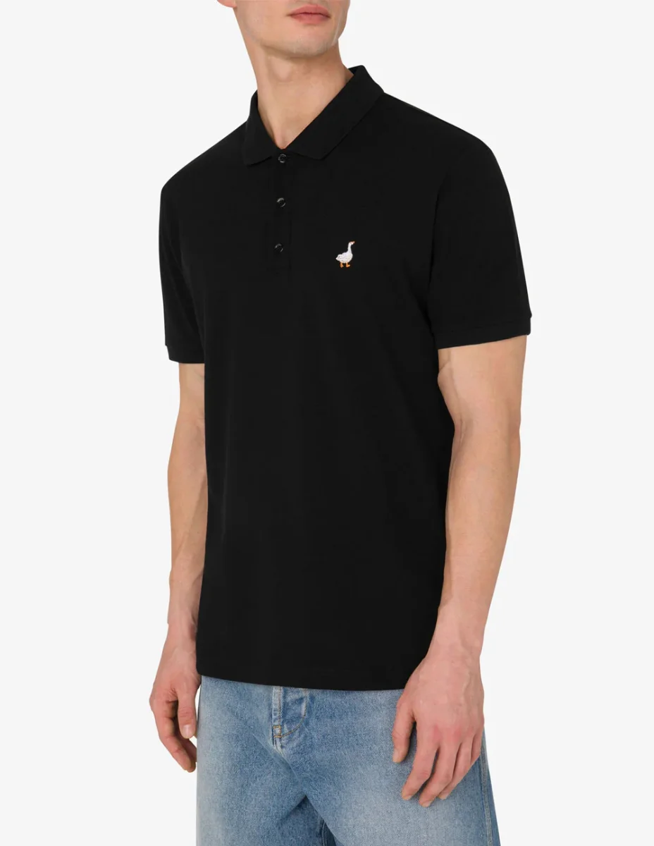 Polo Moschino Goose Embroidery Negro Hombre - Imagen 3
