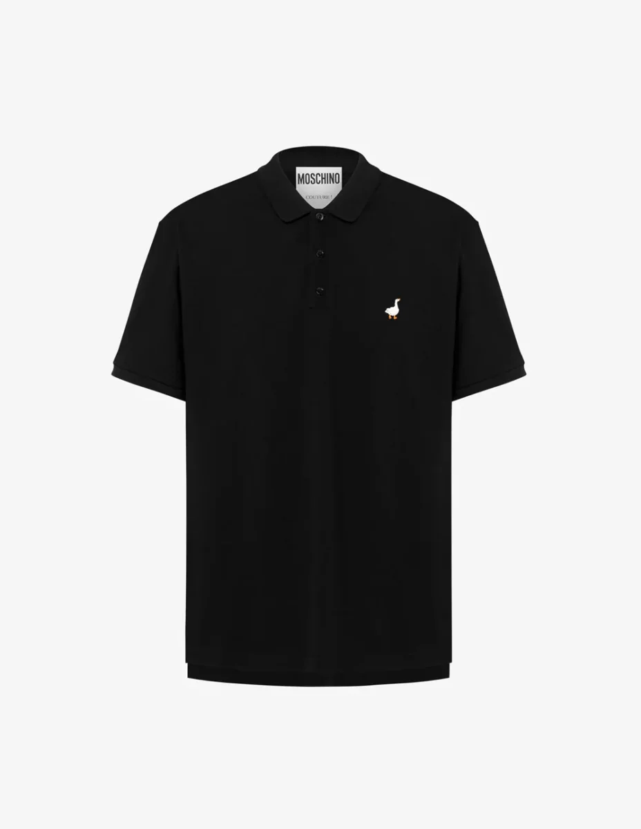 Polo Moschino Goose Embroidery Negro Hombre - Imagen 2