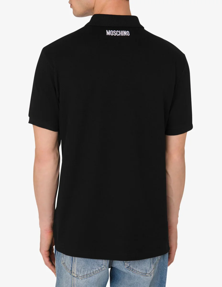 Polo Moschino Goose Embroidery Negro Hombre - Imagen 5