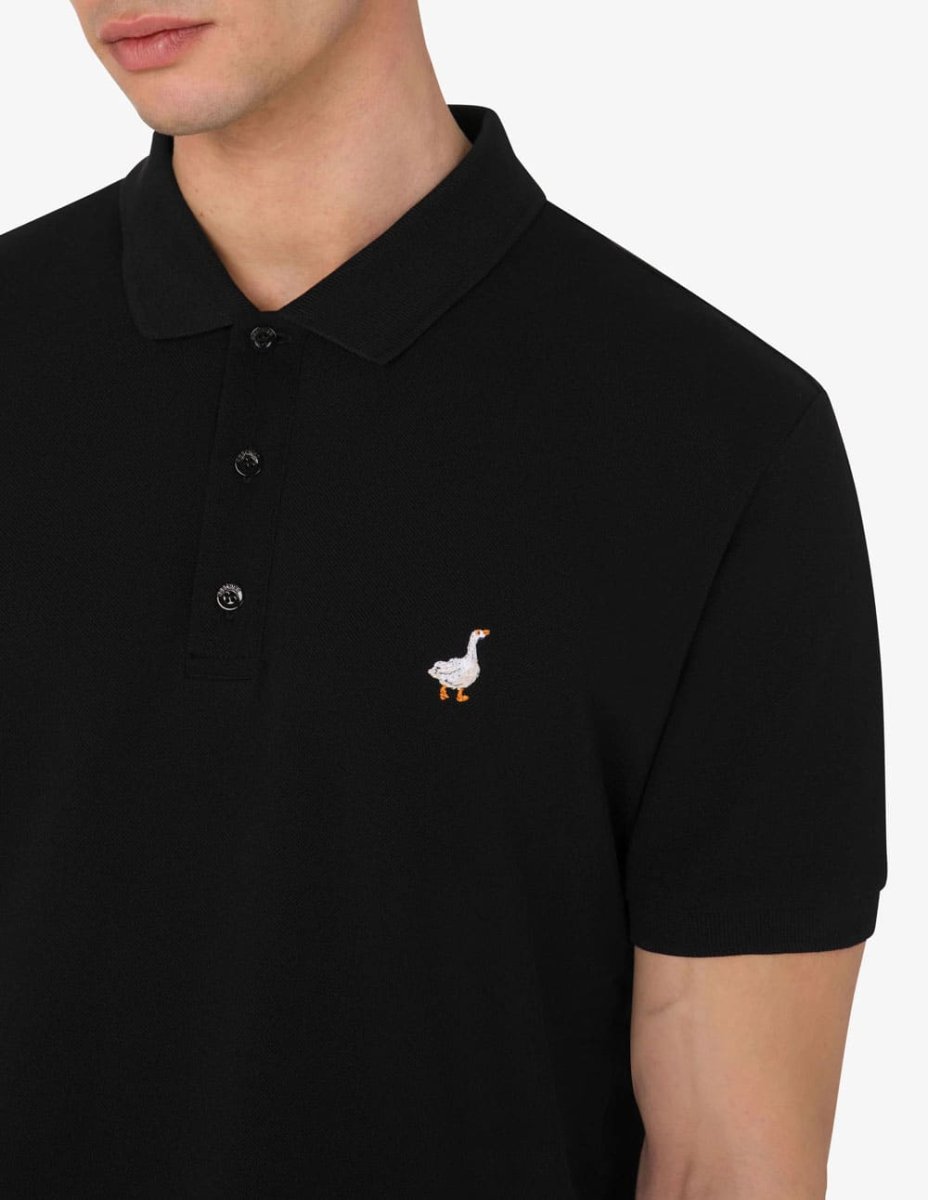 Polo Moschino Goose Embroidery Negro Hombre - Imagen 4