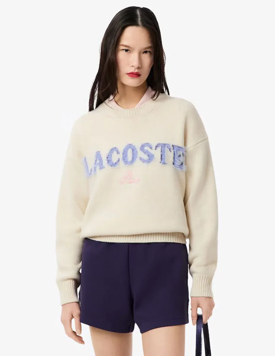 Jersey Lacoste con Logo Beige Mujer - Imagen 5