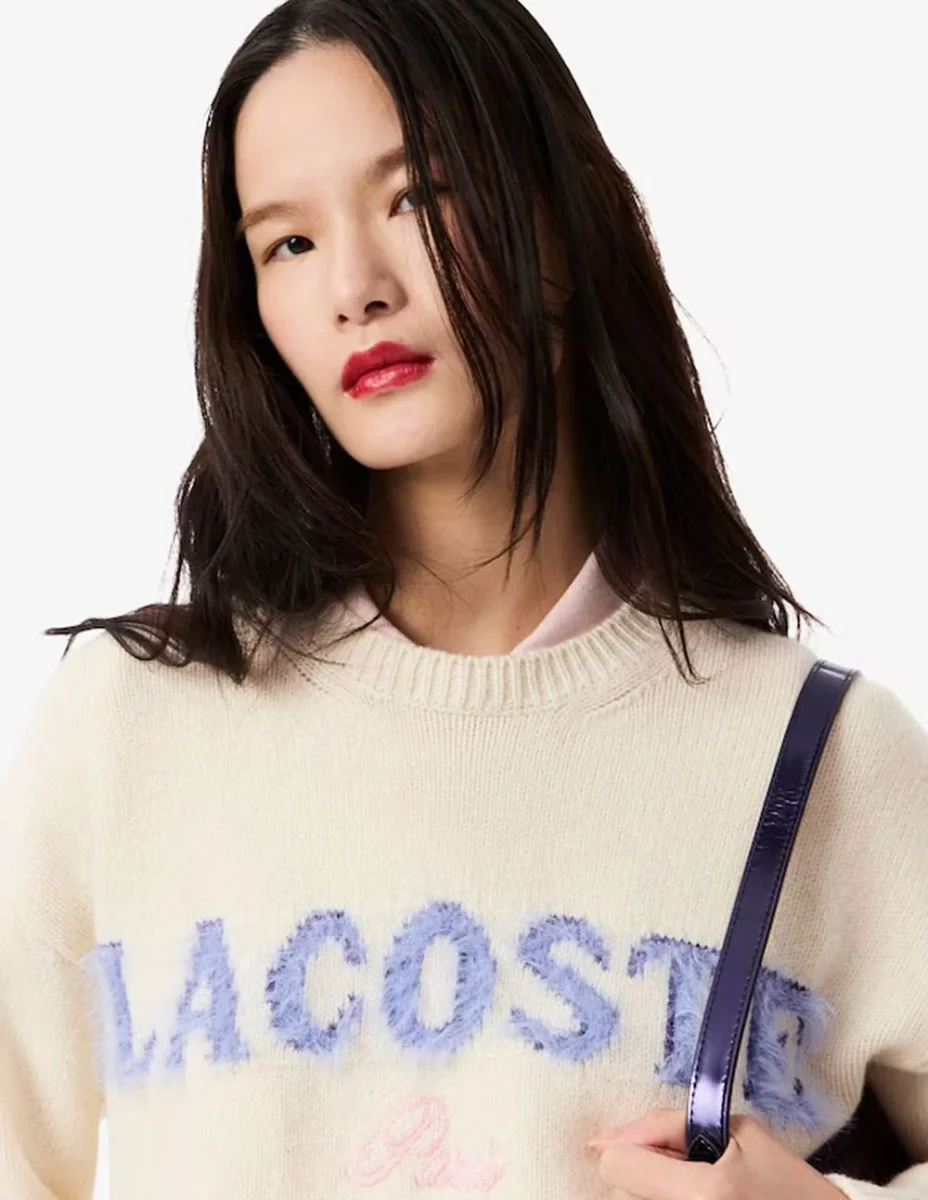 Jersey Lacoste con Logo Beige Mujer - Imagen 6