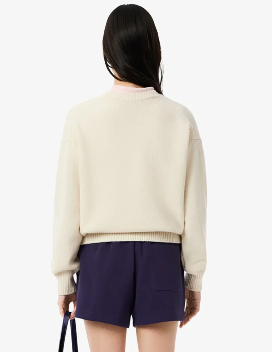 Jersey Lacoste con Logo Beige Mujer - Imagen 7