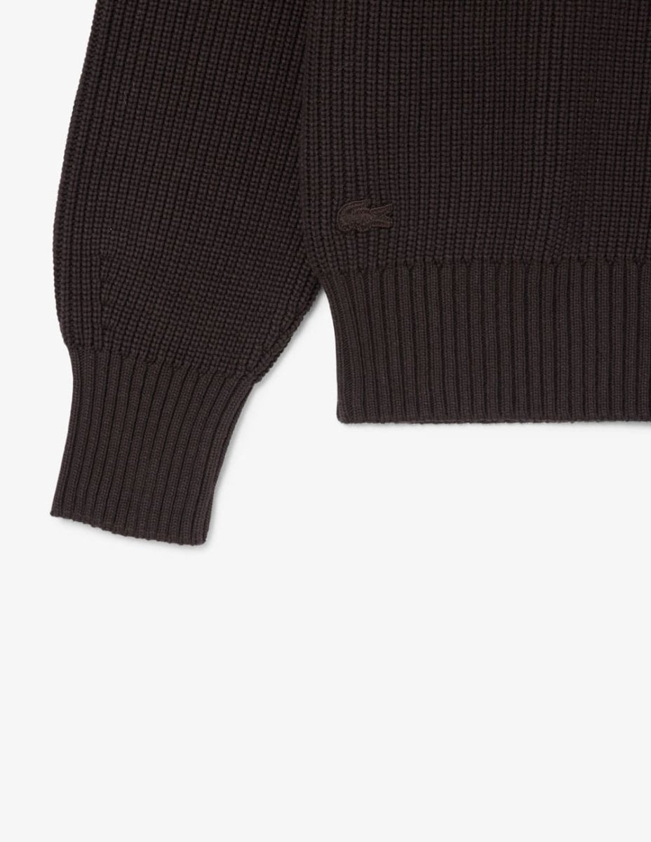 Jersey Lacoste de Canalé Perlado con Insignia Marrón Hombre - Imagen 4