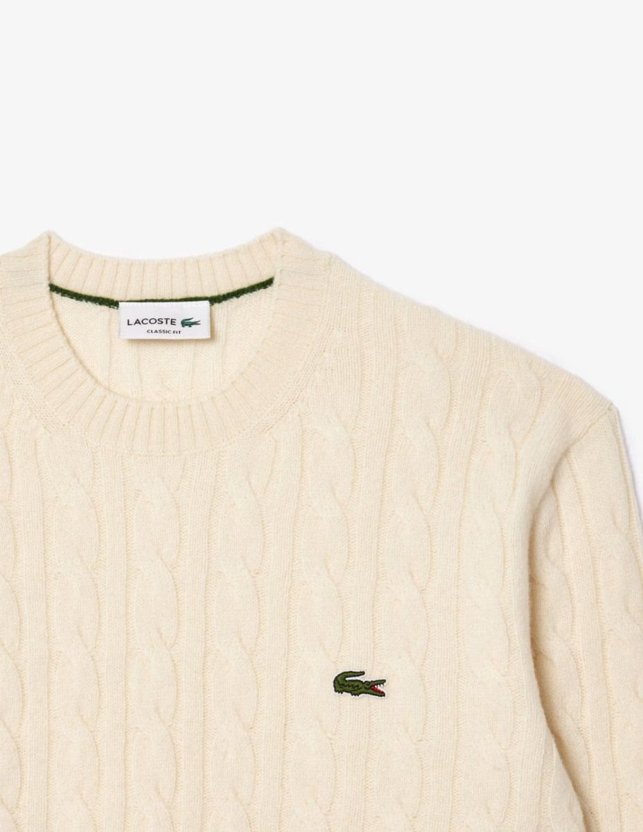 Jersey Lacoste de Lana con Ochos Beige Hombre - Imagen 3