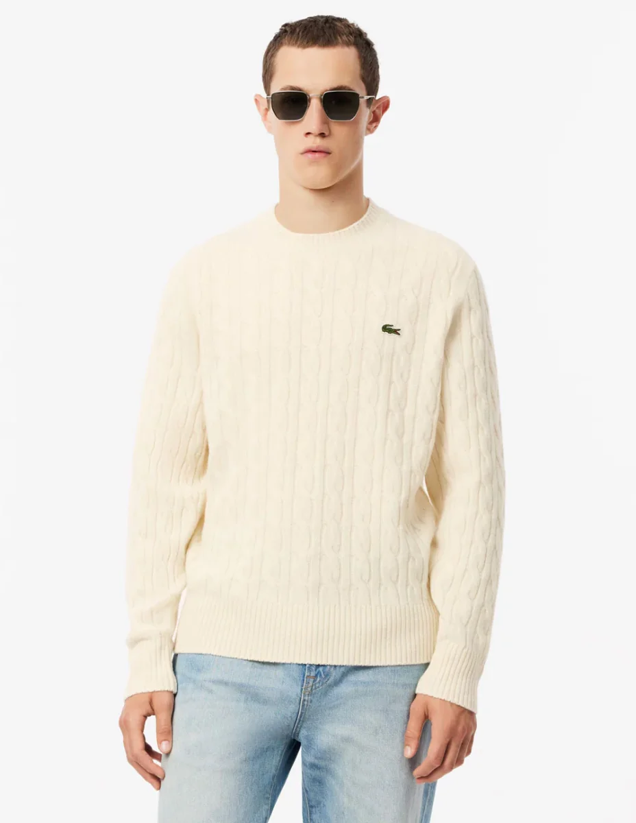 Jersey Lacoste de Lana con Ochos Beige Hombre - Imagen 4