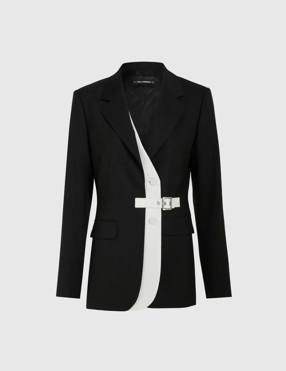 Blazer Karl Lagerfel con Solapa en Contraste Negra Mujer - Imagen 6