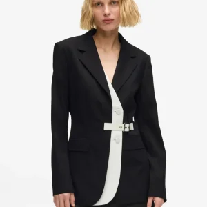 Blazer Karl Lagerfel con Solapa en Contraste Negra Mujer